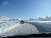 příjezdová cesta na Klínovec v zimě
